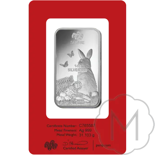 Pamp Suisse Lunar Rabbit Silber 1 Troy Ounce #4